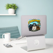 Cowabunga Newfies  Sticker (Laptop op bureau)