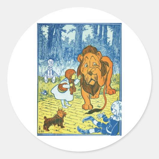 Cowarly Lion Ronde Sticker (Voorkant)