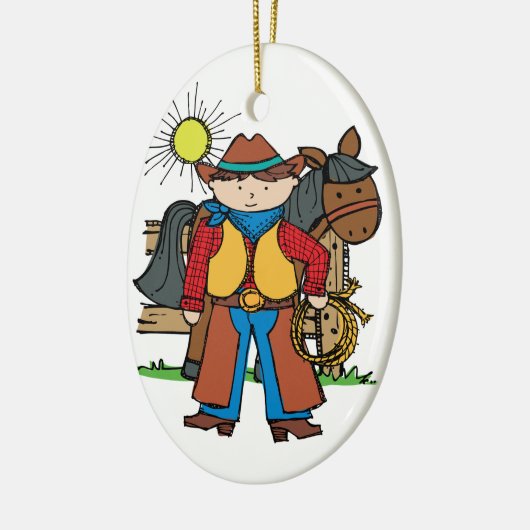 Cowboy3 Keramisch Ornament (Links)