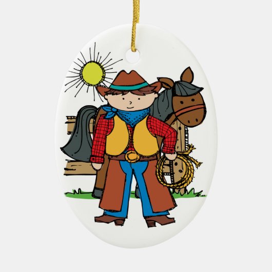 Cowboy3 Keramisch Ornament (Voorkant)