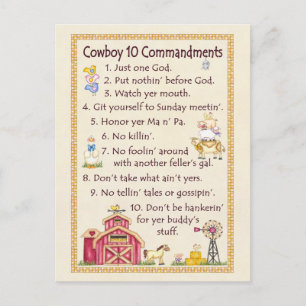 Cowboy 10 geboden - Boerderij Briefkaart