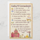 Cowboy 10 geboden - Boerderij Fun Briefpapier (Voorkant / Achterkant)