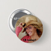 cowboy, 18 vandaag!! ronde button 5,7 cm (Voorkant /achterkant)