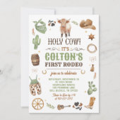Cowboy 1e Rodeo Highland Koe Thema Verjaardagsfees Kaart (Voorkant)