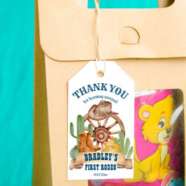 Cowboy 1e rodeo paarden boerderij party bedankt cadeaulabel