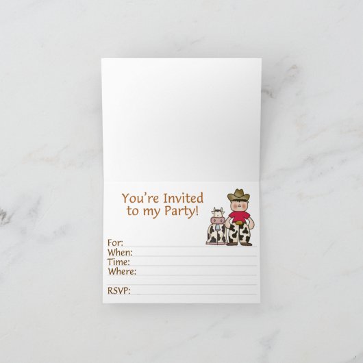 Cowboy 1e verjaardag invulling uitnodiging (Binnen)