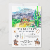 Cowboy 1st Birthday Invitation Kaart (Voorkant)
