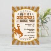 Cowboy 1st Birthday Party Invitation Kaart (Staand voorkant)