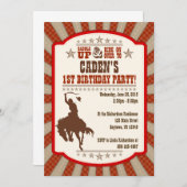 Cowboy 1st Birthday Party Invitation Kaart (Voorkant / Achterkant)