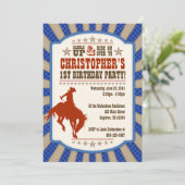 Cowboy 1st Birthday Party Invitation Kaart (Staand voorkant)