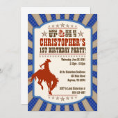 Cowboy 1st Birthday Party Invitation Kaart (Voorkant / Achterkant)