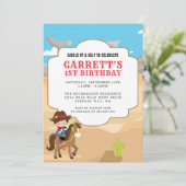 Cowboy 1st Birthday Party Kaart (Staand voorkant)
