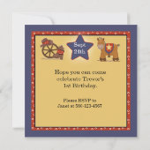 Cowboy 1st Birthday Uitnodiging (Achterkant)