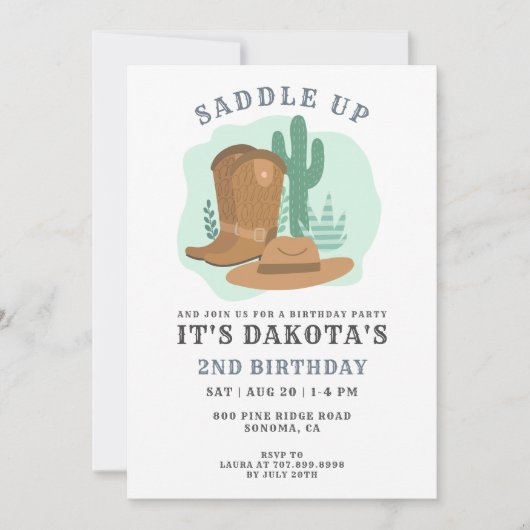 Cowboy 2e uitnodiging van de Birthday Party (Voorkant)
