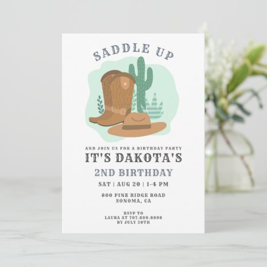 Cowboy 2e uitnodiging van de Birthday Party (Staand voorkant)
