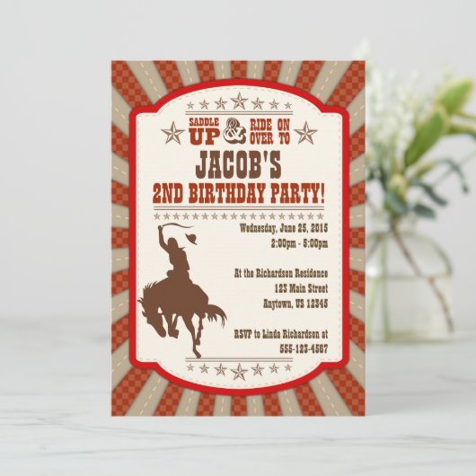Cowboy 2e uitnodiging van de Birthday Party (Staand voorkant)