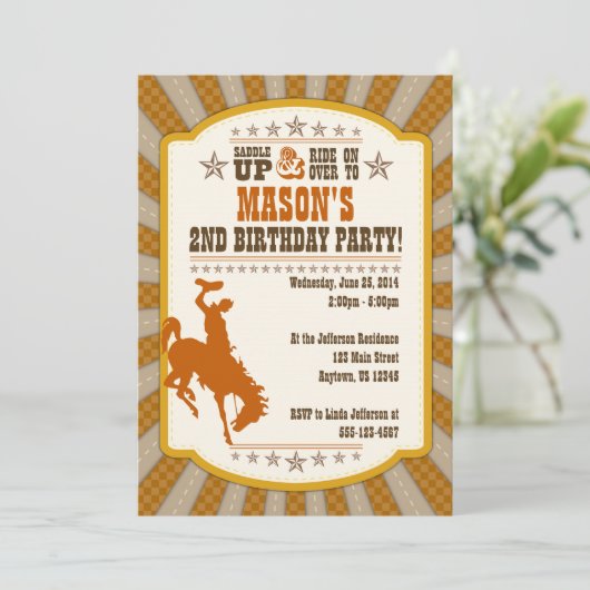 Cowboy 2e uitnodiging van de Birthday Party (Staand voorkant)
