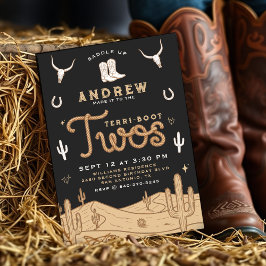 Cowboy 2nd Birthday Party Terri-Boot Twos Black Kaart