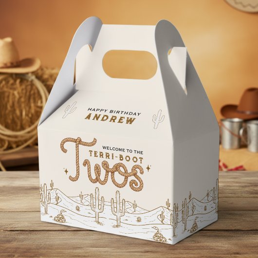 Cowboy 2nd Birthday Party Terri-Boot Twos Western Bedankdoosjes