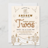 Cowboy 2nd Birthday Party Terri-Boot Twos Western Kaart (Voorkant)