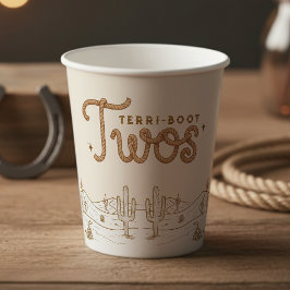 Cowboy 2nd Birthday Party Terri-Boot Twos Western Papieren Bekers