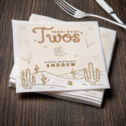 Cowboy 2nd Birthday Party Terri-Boot Twos Western Servet