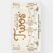 Cowboy 2nd Birthday Party Terri-Boot Twos Western Spandoek (Verticaal)