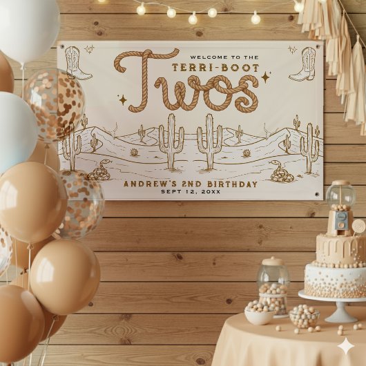 Cowboy 2nd Birthday Party Terri-Boot Twos Western Spandoek