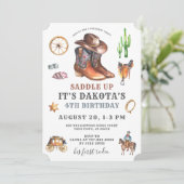 Cowboy 4e uitnodiging van de verjaardag (Staand voorkant)
