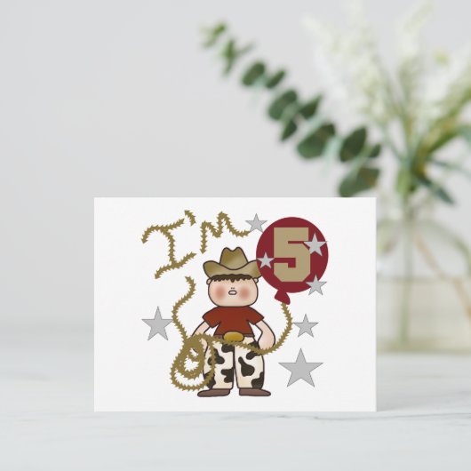 Cowboy 5e verjaardag T-shirts en geschenken Briefkaart (Staand voorkant)