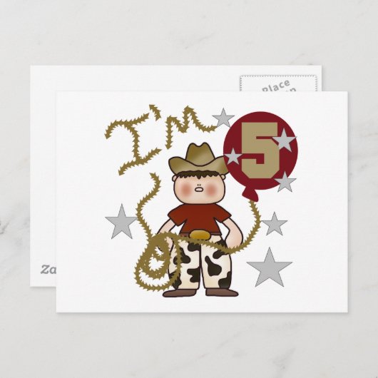 Cowboy 5e verjaardag T-shirts en geschenken Briefkaart (Voorkant / Achterkant)