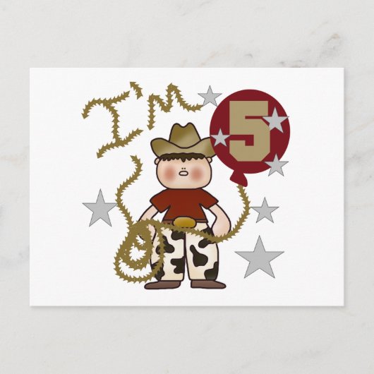 Cowboy 5e verjaardag T-shirts en geschenken Briefkaart (Voorkant)
