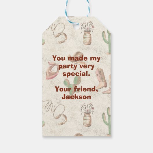 Cowboy 5th Birthday Bash Cadeaulabel (Achterkant)