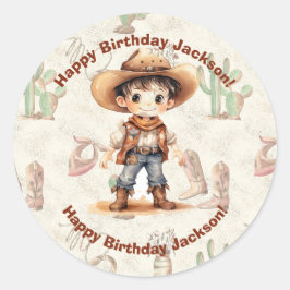 Cowboy 5th Birthday Bash Ronde Sticker