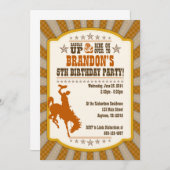 Cowboy 5th Birthday Party Invitation Kaart (Voorkant / Achterkant)