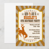 Cowboy 6th Birthday Party Invitation Kaart (Voorkant / Achterkant)
