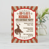 Cowboy 6th Birthday Party Invitation Kaart (Staand voorkant)