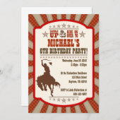 Cowboy 6th Birthday Party Invitation Kaart (Voorkant / Achterkant)