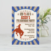 Cowboy 7th Birthday Party Invitation Kaart (Staand voorkant)