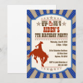 Cowboy 7th Birthday Party Invitation Kaart (Voorkant / Achterkant)