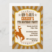Cowboy 7th Birthday Party Invitation Kaart (Voorkant / Achterkant)