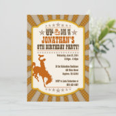 Cowboy 8th Birthday Party Invitation Kaart (Staand voorkant)