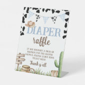 Cowboy 8x10 Diaper Raffle Table Sign Reclamebord Met Voetstuk (Voorkant)