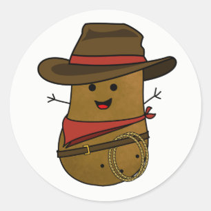 Cowboy Aardappel Ronde Sticker