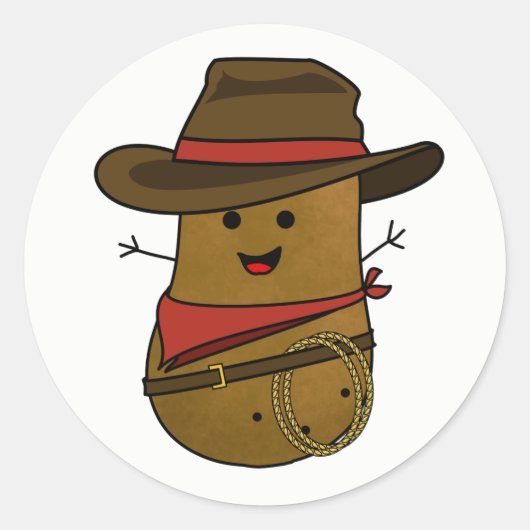 Cowboy Aardappel Ronde Sticker (Voorkant)