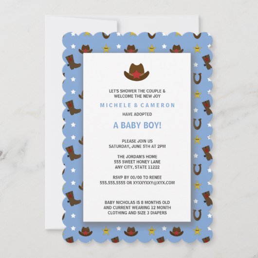 Cowboy Adoption Baby shower nodigt uit Kaart (Voorkant)