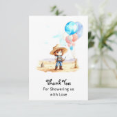 Cowboy Adventure Baby Boy's Wild West Shower Bedankkaart (Staand voorkant)