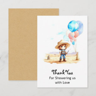 Cowboy Adventure Baby Boy's Wild West Shower Bedankkaart