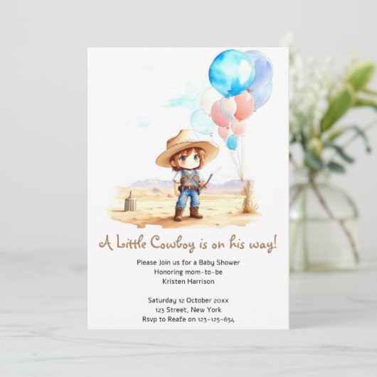 Cowboy Adventure Baby Boy's Wild West Shower Kaart (Staand voorkant)