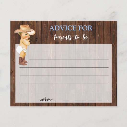 Cowboy Advice for mam & Dad Baby shower Card Flyer (Voorkant)